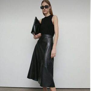 Kobi Halperin Vera Leather A Line Midi Skirt